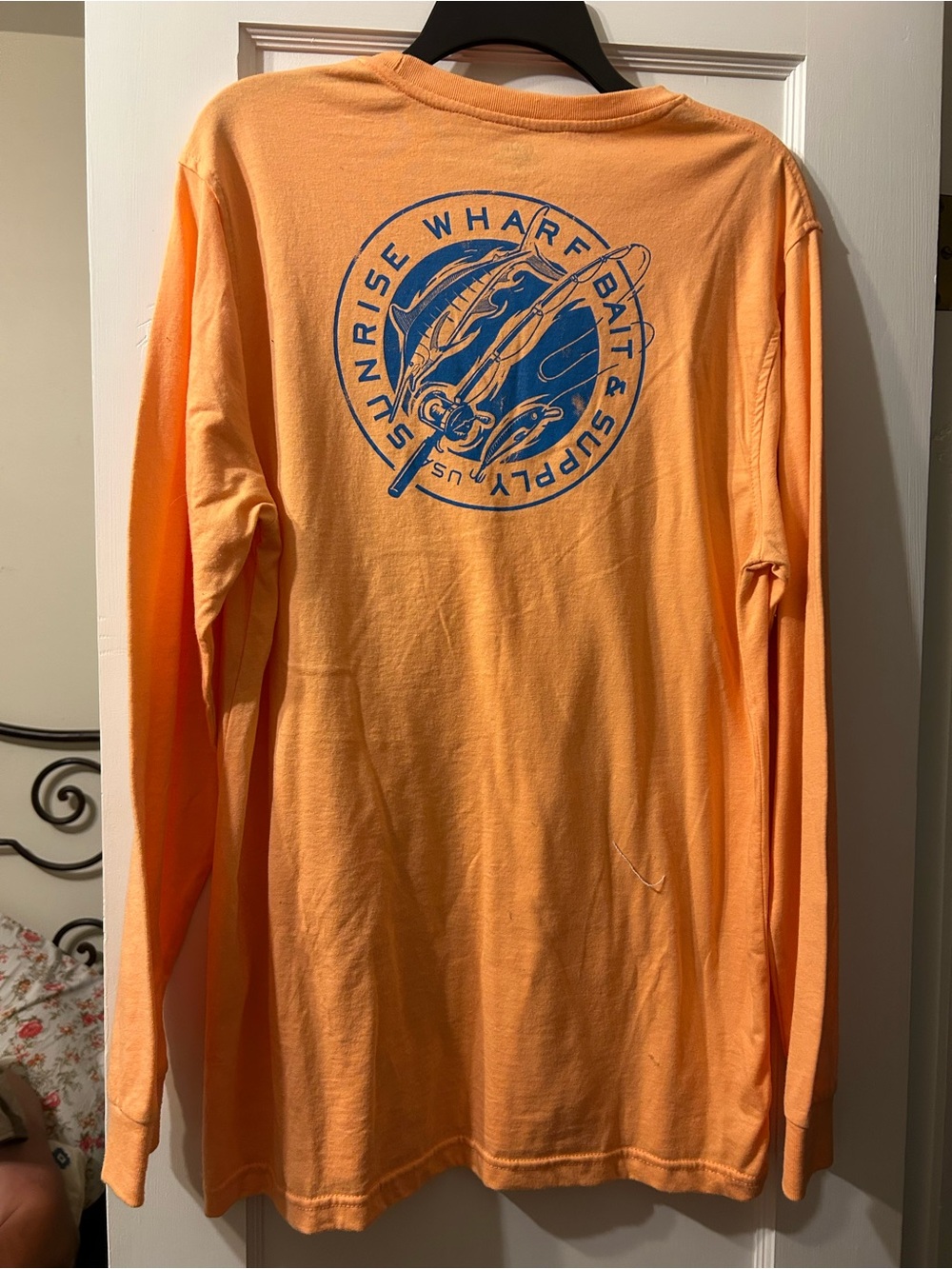 Izod Orange Long Sleeve T-Shirt with Blue Graphic